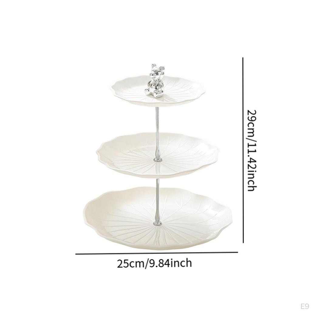 Dessert Cupcake Display Stand 3 Tier Table Centerpiece Pastry Serving Tray with Metal Rod for Tea