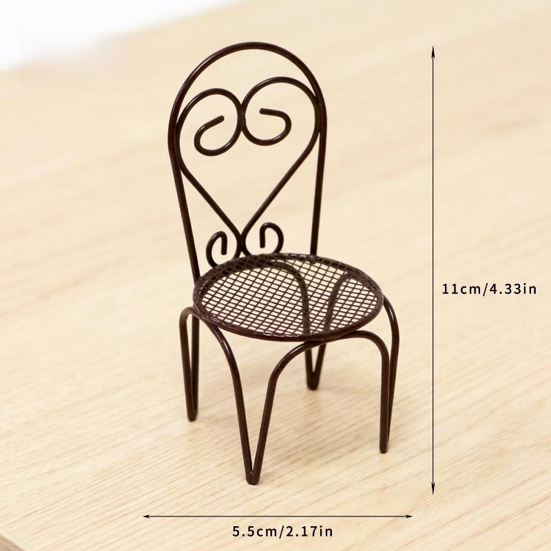 1/3Pcs Dollhouse Garden Display Ornament Prop Accessory Miniature Table Chair Model Tiny Home Decor Iron Furniture