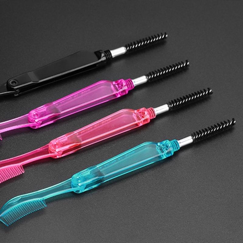 Portable Eyebrow Eyelash Shaper Eyelash Comb Double Head Eyebrow Brush Makeup Grooming Tool Foldable Mascara Brush