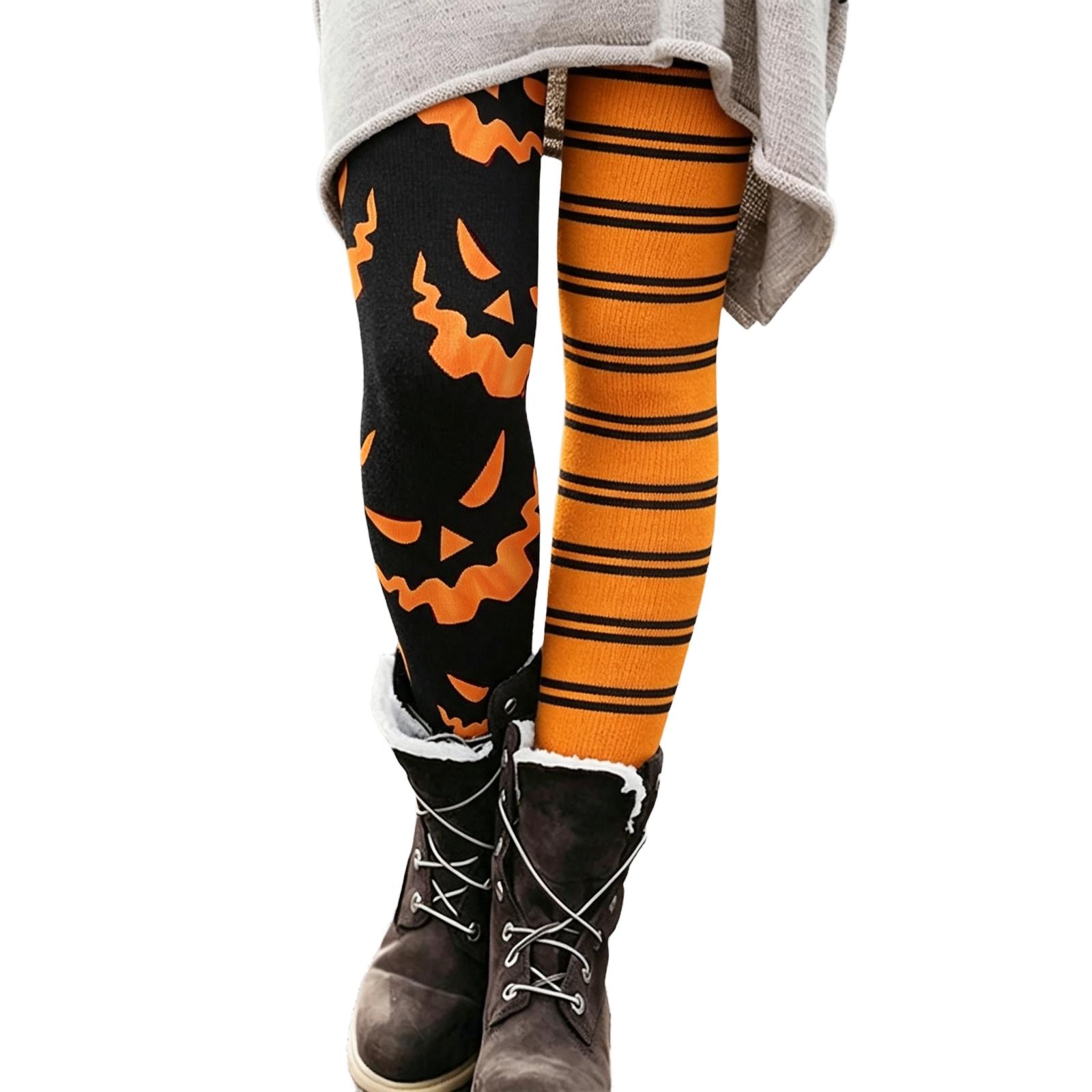 Damen Halloween Bedruckte Dehnbare Leggings Lässige Hosen für den täglichen Gebrauch XXL safrangelb