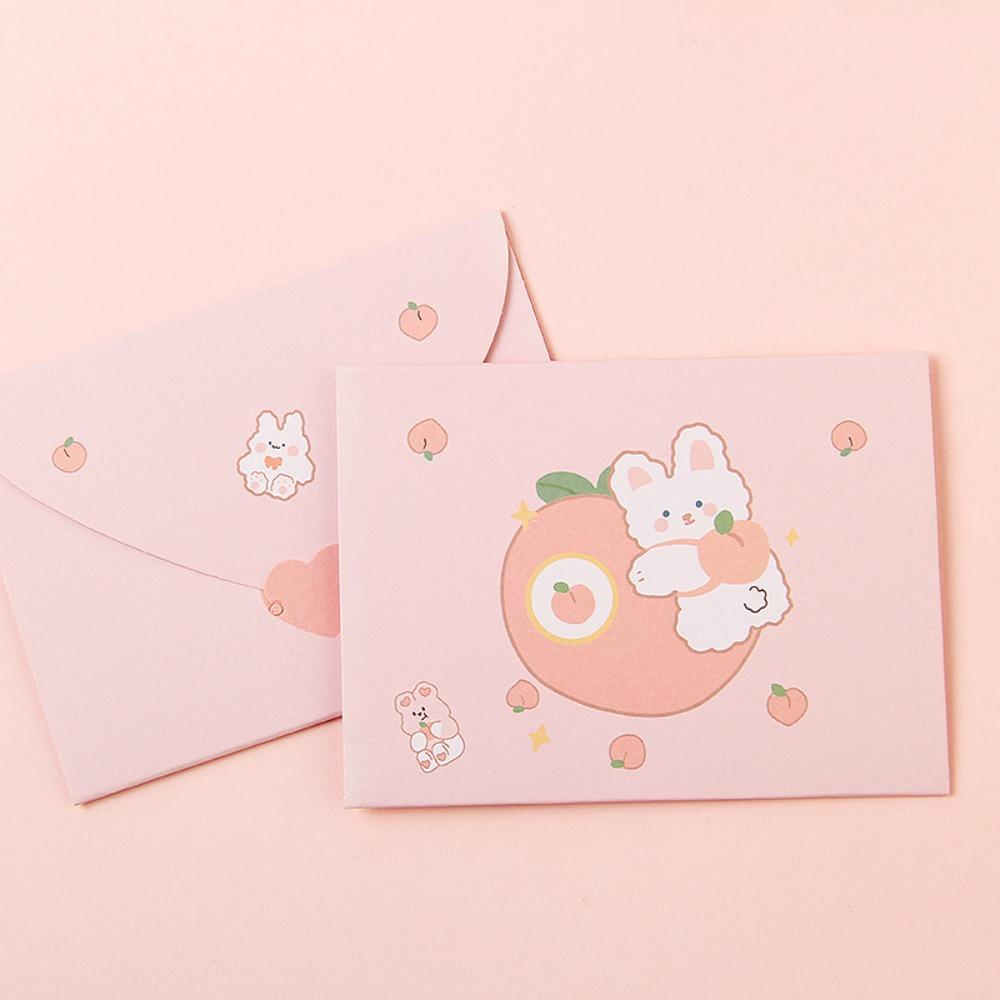 Foldable Decoration Letter Paper Bear Rabbit Cartoon Greeting Card  Valentine's Day Gifts