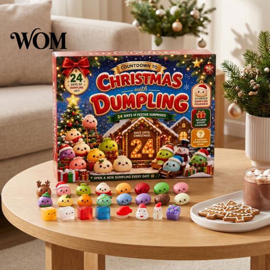 Reusable Christmas Decoration for Home Advent Calendar with 24Pcs Squeeze Dumplings, Soft Sensory Fidget Party Favors Stocking Stuffers Toys