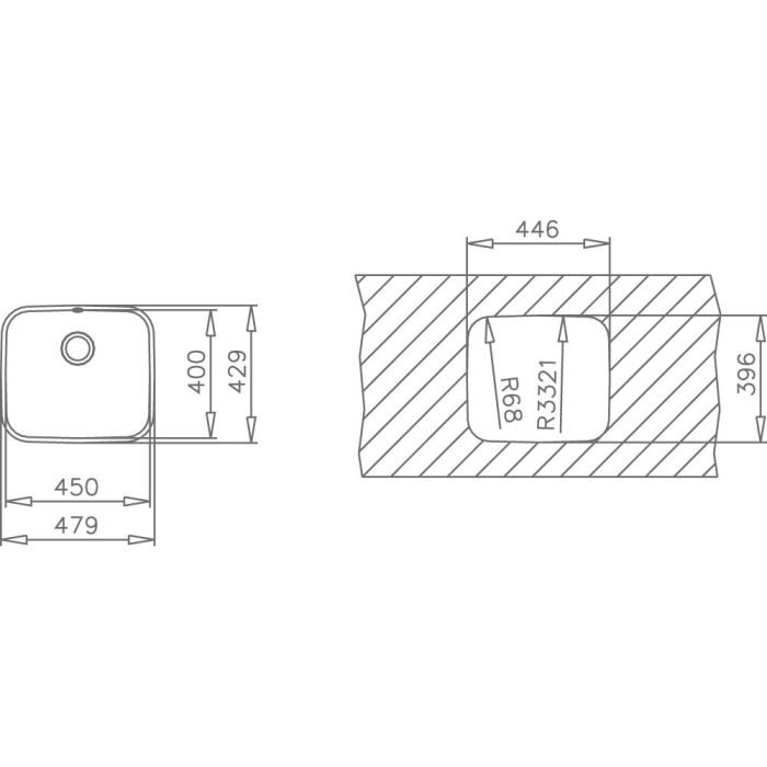 Cuve sous plan - TEKA - Inox Lisse - 1 bac - Acier inoxydable 18/10 - Profondeur 200 mm