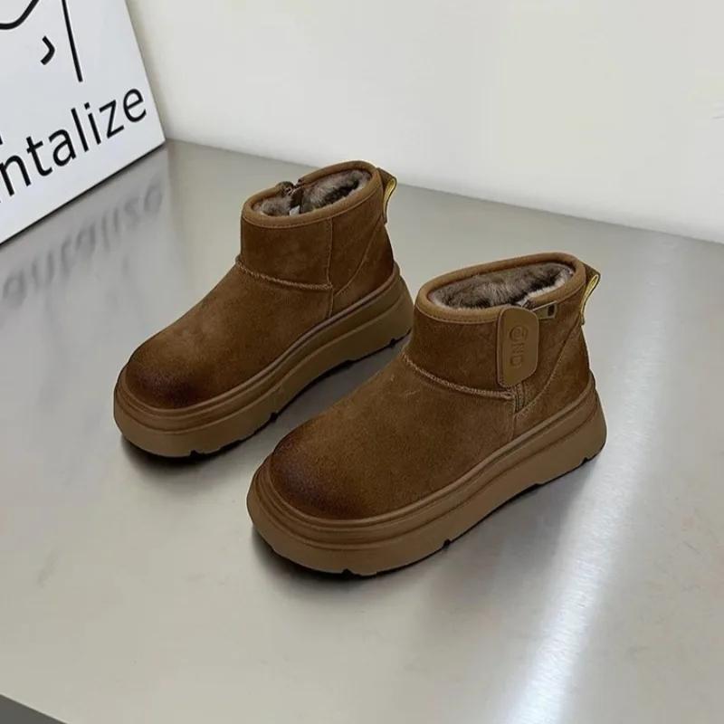 Módní britské platformové sametové sněhule pro ženy, designérské dámské bavlněné boty s měkkou podrážkou, zimní móda Sualcat kotníkové boty dámské
