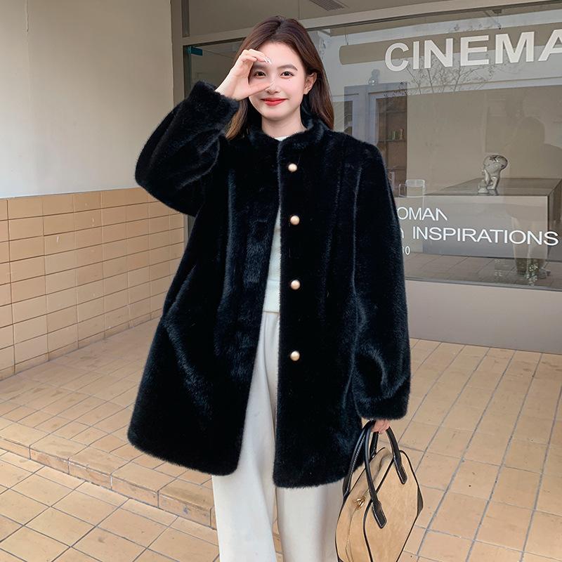 Winter new environmentally friendly fur coat women's fur integrated mink velvet stand-up collar thickened fur temperament coat