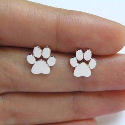 Para kolczyków Shinning Dog Cat Paw Print Kolczyki sztyfty Prezent Biżuteria dla kobiet