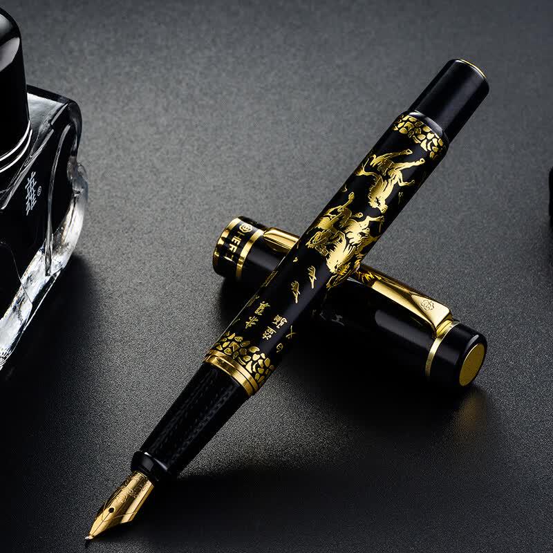 HERO Eight Horses Pattern Fountain Pen