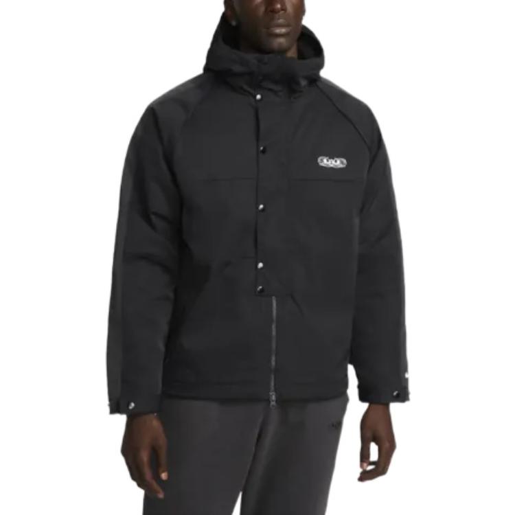 Nike LeBron Premium Contrast Logo Embroidered Basketball Jacket Men Jacket Black DQ6137-010