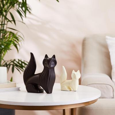 Wise Fox Statues for Home Decor | Resin Figurine - (Set of 2, Multicolor)