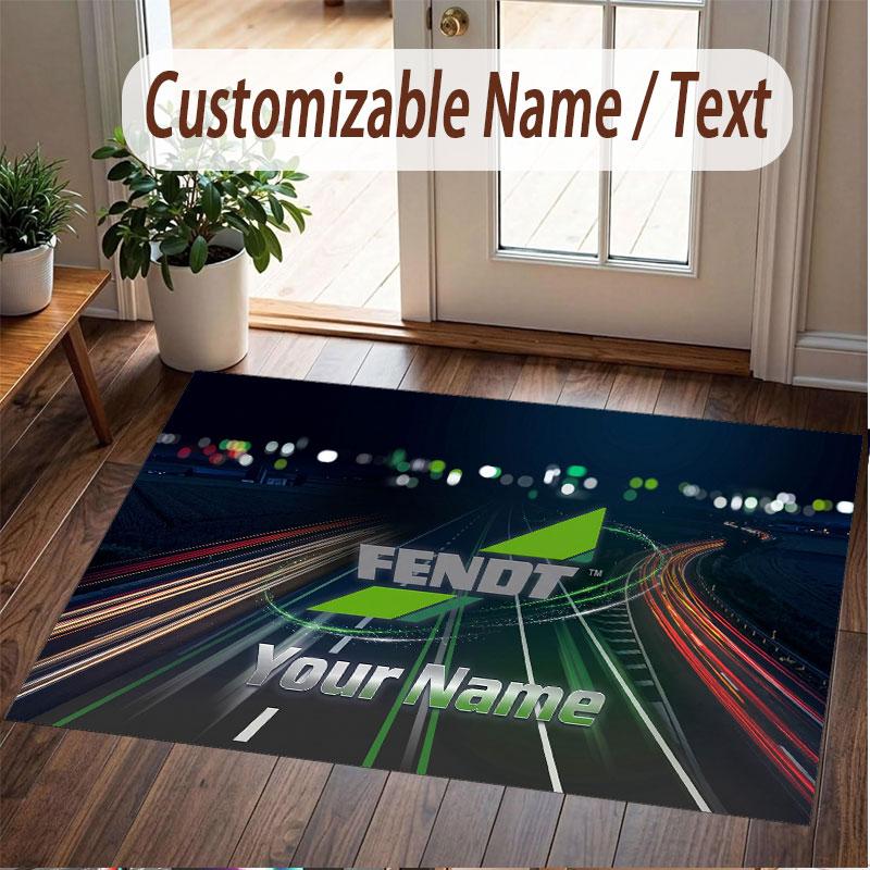 Custom Rug Fendt Pattern Print Name Text Soft Non‑Slip Floor Carpet for Home Indoor Decoration