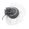 Vintage Style Pillbox Hat with Faux Pearls Mesh Feather Decor Hair Topper Headwear Weddings Events Hair Accessories