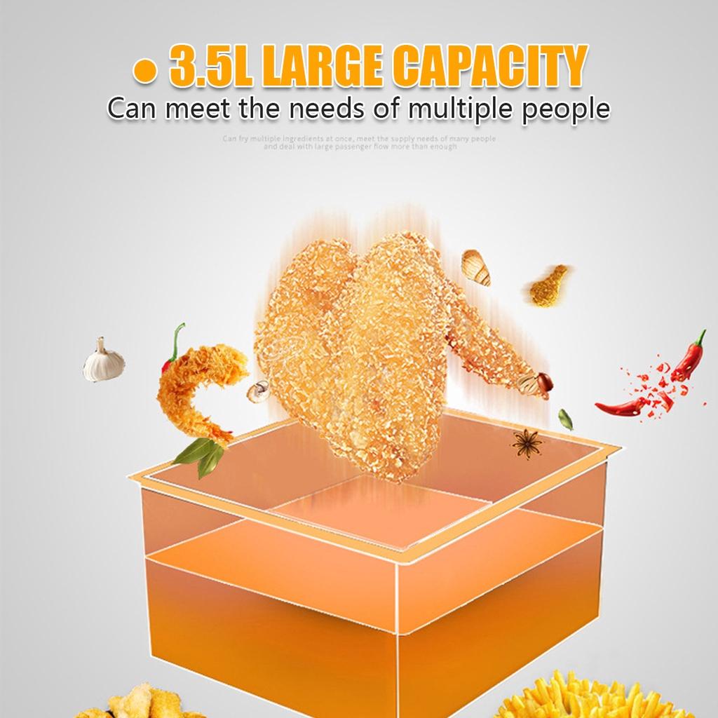 2000W 3.5L Stainless Steel French Fries Chicken Frying Machine Multifunction Kitchen Grill BBQ Tool Electric Deep Fryer