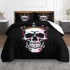 3 Piece Bedding Set Skull with Diamond Gem Crown Pink Black Tattoo Duvet Cover Set, Edgy Gothic Bedding for Teens Men Women Bedroom Decor