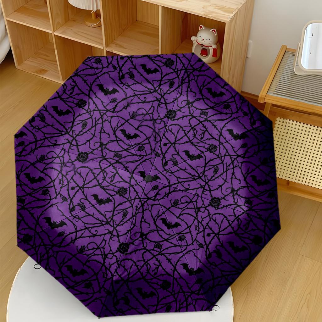 Rabbit And Floral Garden Illustration Portable Automatic Umbrella With 8 Rib Durable Plastic Iron For Outdoor Daily Use Stylish Accessory Birthday