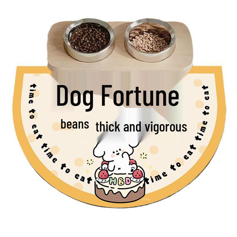 Cartoon Pet Placemat: Semi-Circle, Stain-Resistant, Quick-Drying, Non-Slip, Wear-Resistant, Diatomaceous Earth for Cats and Dogs.