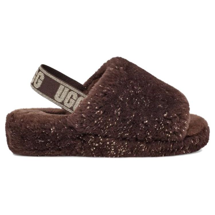 UGG Fluff Yeah Sheepskin Comfortable Casual Slide Sandals Women Sandals Brown 1125232-BCDR