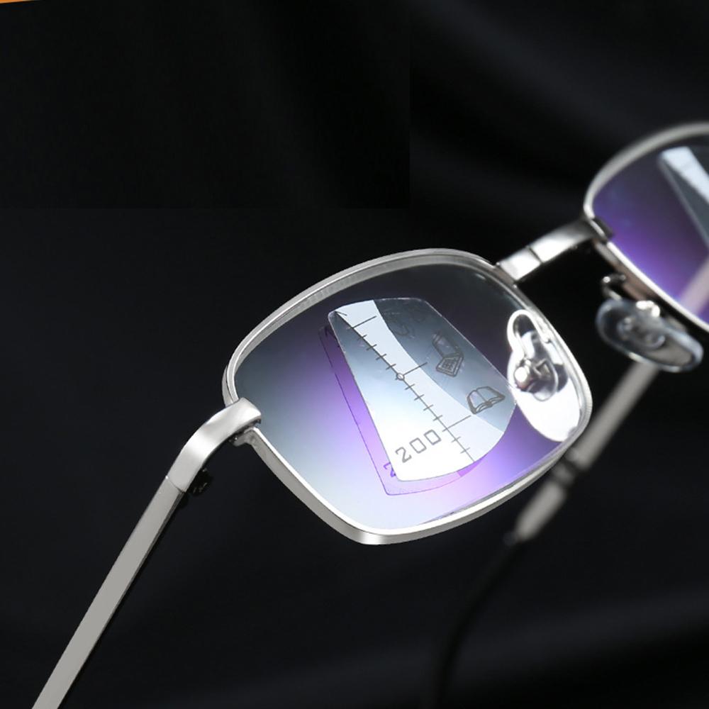 Portable Folding Alloy Frame Progressive Multifocus Reading Glasses ADD 75 To 400 with Case for Men Women
