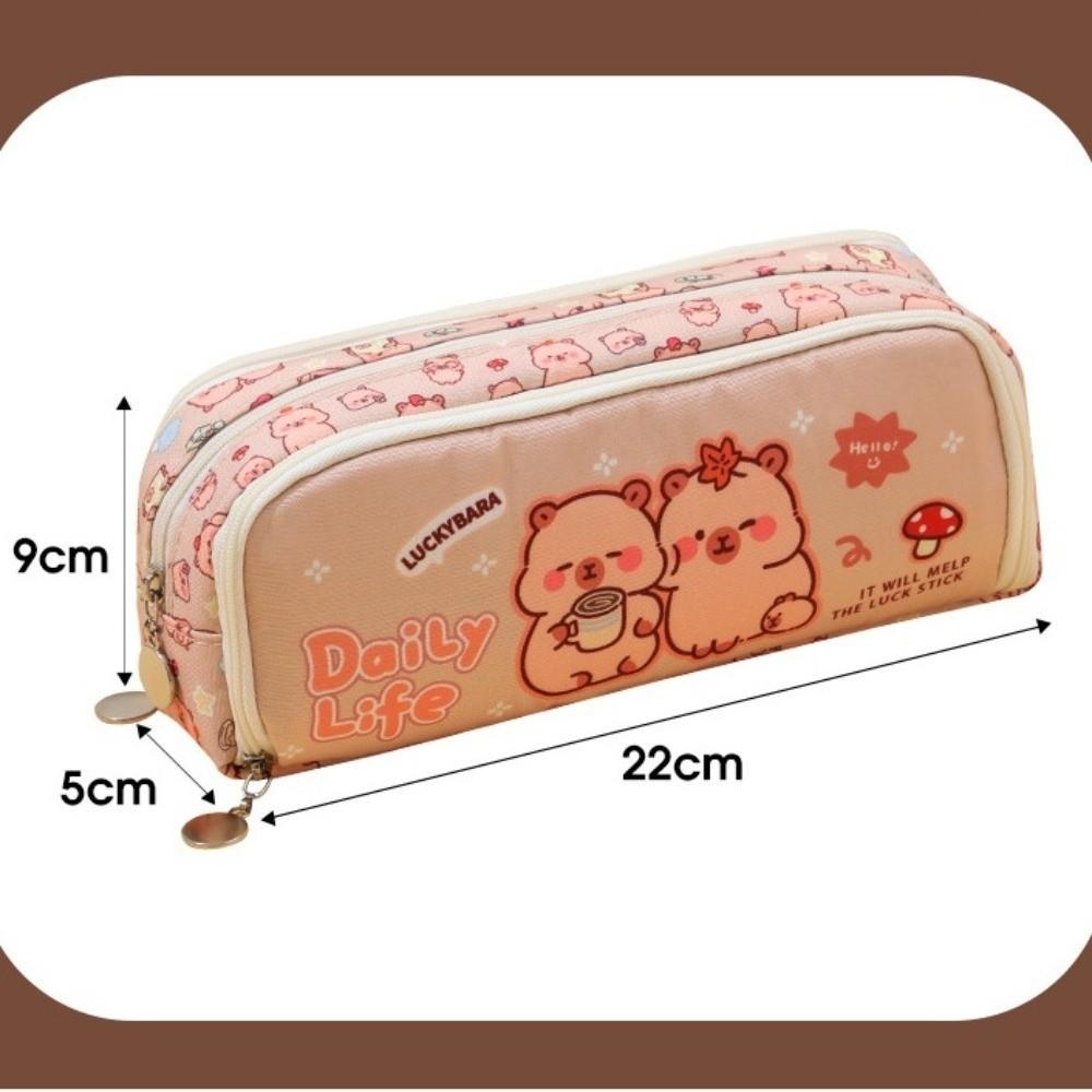 Multifunctional Pencil Case Double Opening Pen Box Cute Capybara Pen Case  School Supplies