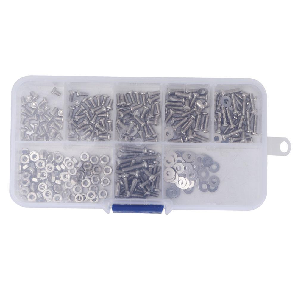 360pcs M2.5 Cross Stainless Steel Screw Bolt Nut Washer Assortment Set
