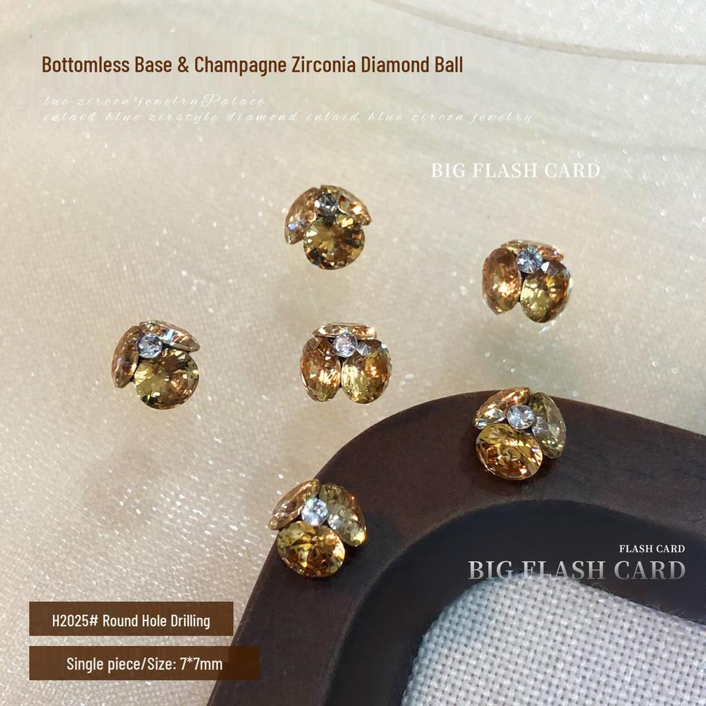 Champagne Bottomless Tray Zircon Nail Art Accessories - Super Flash Heart Dove Egg Stacked Drill Ball.