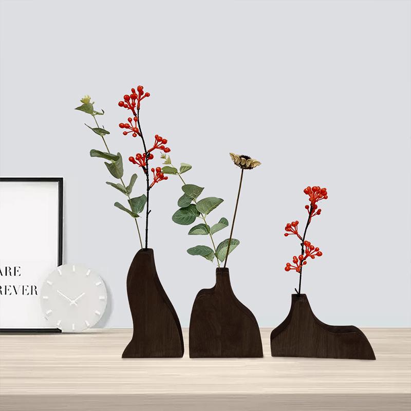 Handmade Vase DIY Natural Materials Retro Wood Desktop Ornaments Floral Art Homestay Flower Arrangement Home Decorations 4 Styles