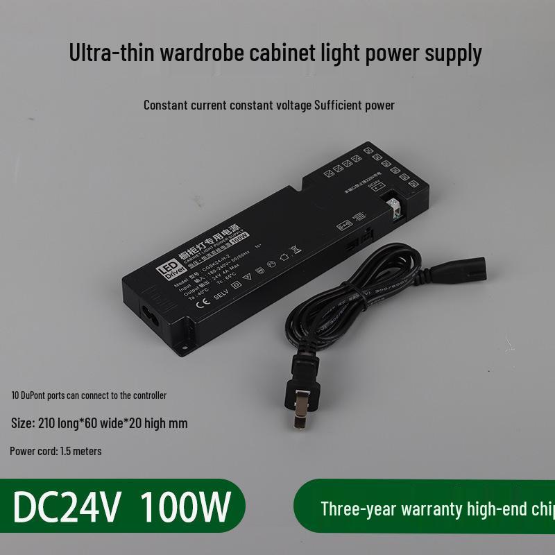 LED Strip Light with Induction Control for Wine Cabinets and Wardrobes, DuPont Interface, 12V Transformer Included