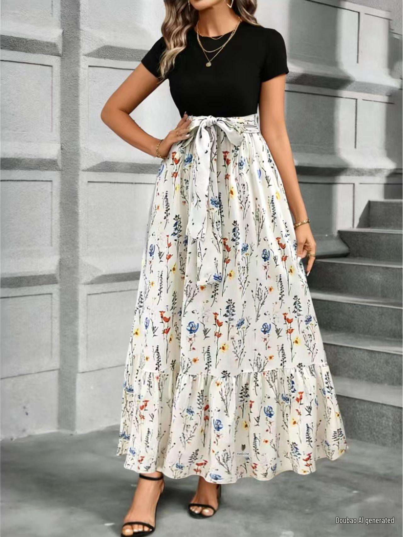 

European/American Spring/Summer High-End Printed Dress - New Fashion Style XL