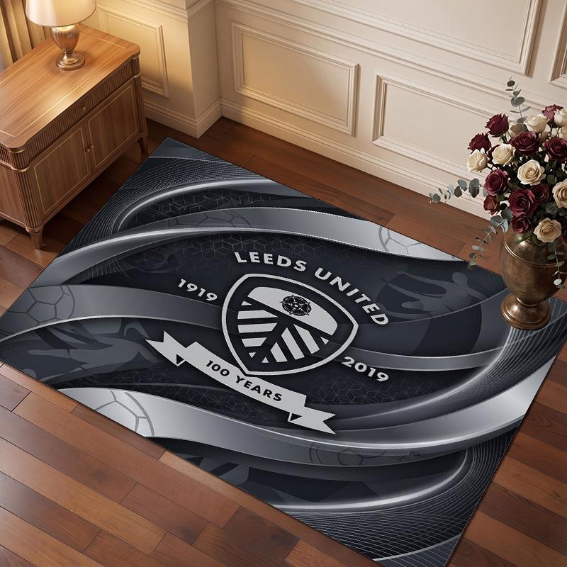 Tappeto in Velluto di Cristallo con Stampa del Leeds United Football, Comodo Assorbente d'Acqua Antiscivolo Tappeto per Pavimenti Interni