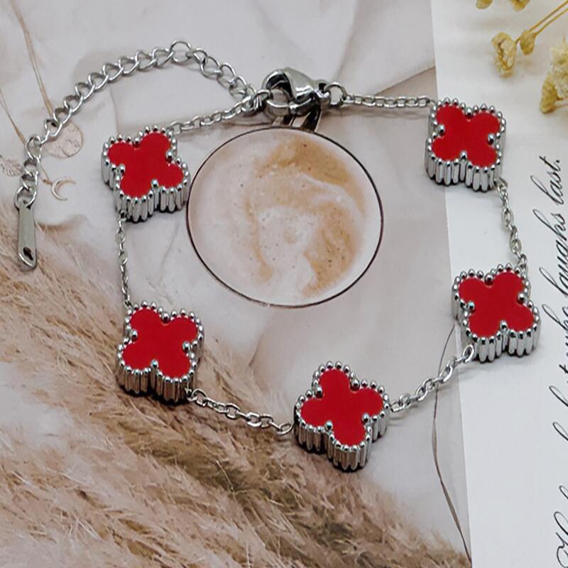 15mm High Version Of Five Flowers Lucky Four-Leaf Clover Bracelet 18k No Colour Loss Double-Sided Shell Bracelet