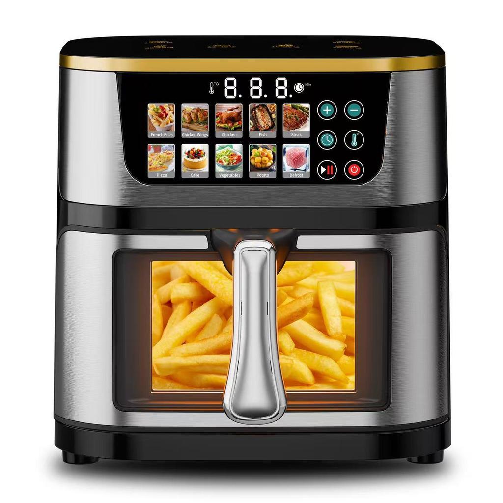 2025 Touch Control Stainless Steel Air Fryer with Large Capacity and Visible Cooking Chamber