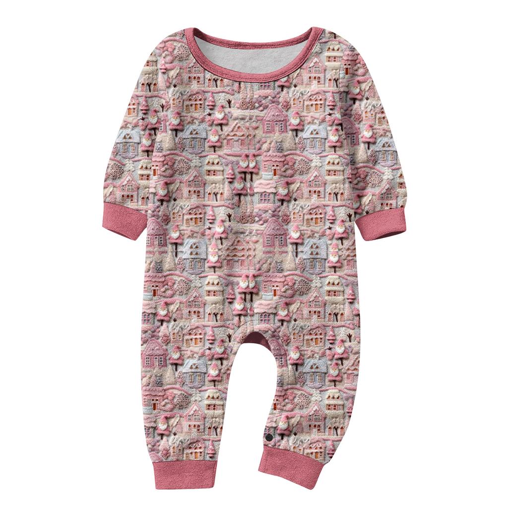 Matching Family Christmas Print Flannel Homewear Set Long-Sleeve Top And Pants
