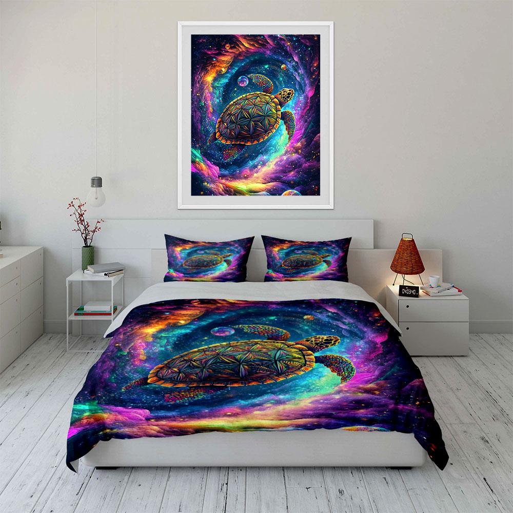 Colorful cosmic turtle design. Bedding sets Duvet cover sets Duvet covers Pillowcases(1 * Duvet Cover 2 * Pillowcases without duvet insert)