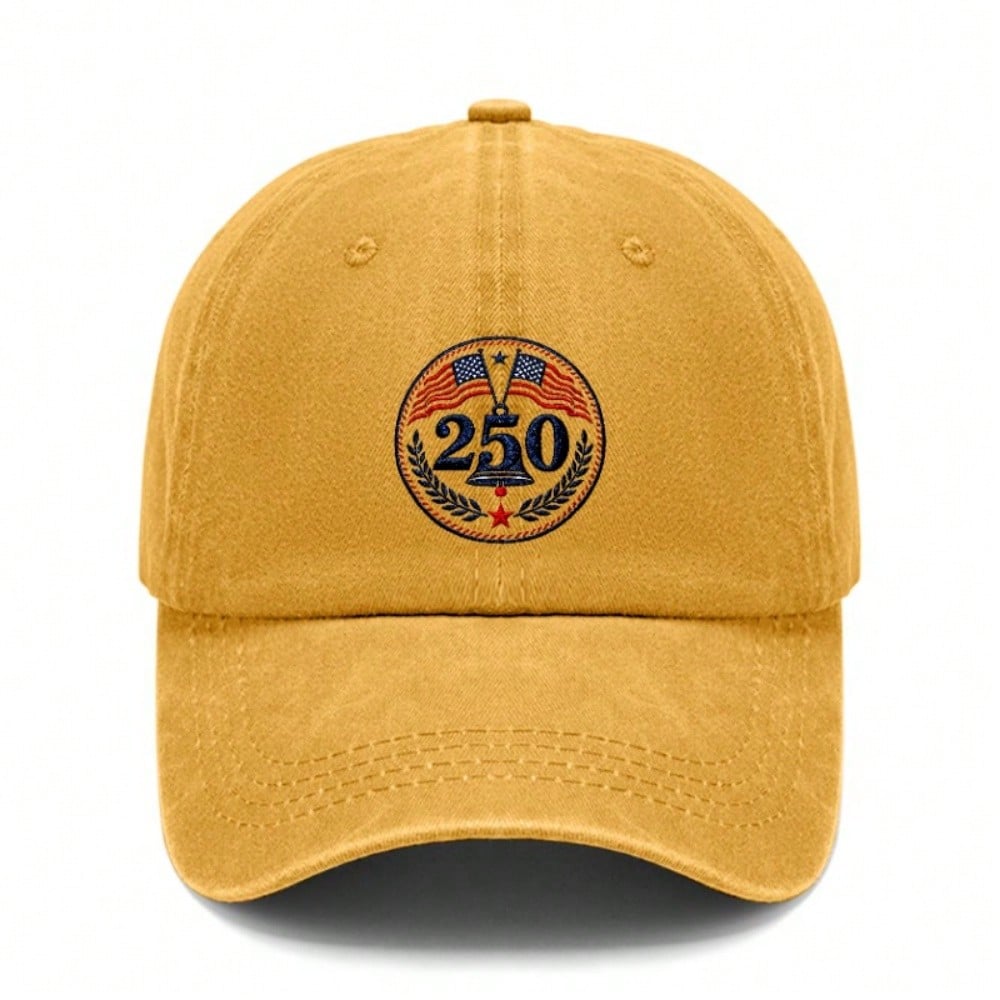[250Th Anniversary Baseball Cap] Unisex Adult Adjustable Vintage Washed Print Polyester Sun Protection Lightweight Breathable Casual Outdoor Sports