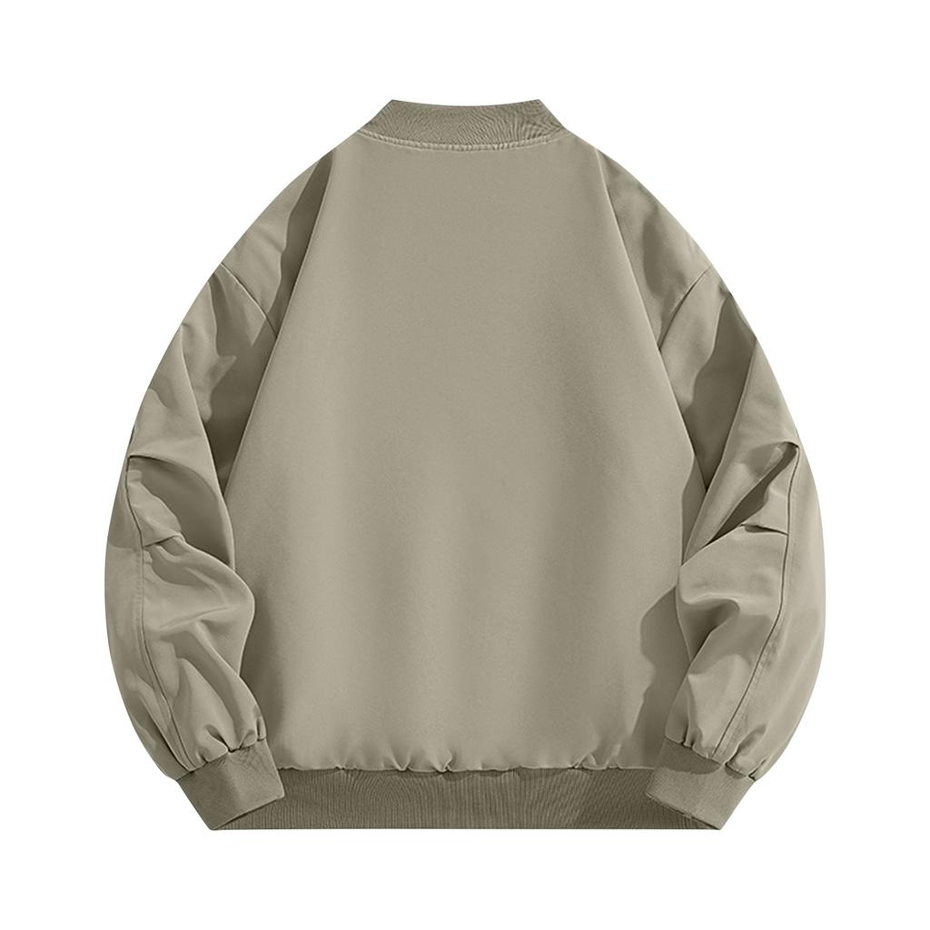 Men's Solid Color Baseball Jacket Retro Casual Sports Loose Thin Jacket