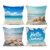 Home Decor Hello Summer Beach Scenes Pillow Covers Pattern Cushion Cover Suitable for Sofa Bedroom Car Pillow Cover