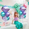 Mermaid Table Centerpiece Balloons Stand Kit 2 Sets with 2 Sea Shells Foil Balloons 14 Purple Blue Latex Balloons for Birthday Beach Mermaid Theme