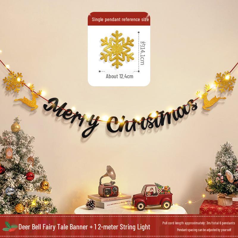 Christmas Tree Hanging Ornaments & Festive Decorations with Atmosphere Lights & Pull Flowers