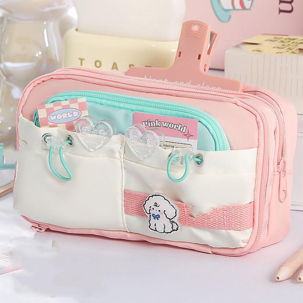 Large Capacity Cute Pencil Pouch Multi-layer Gel Pen Organizer Student Pencil Case Stationery