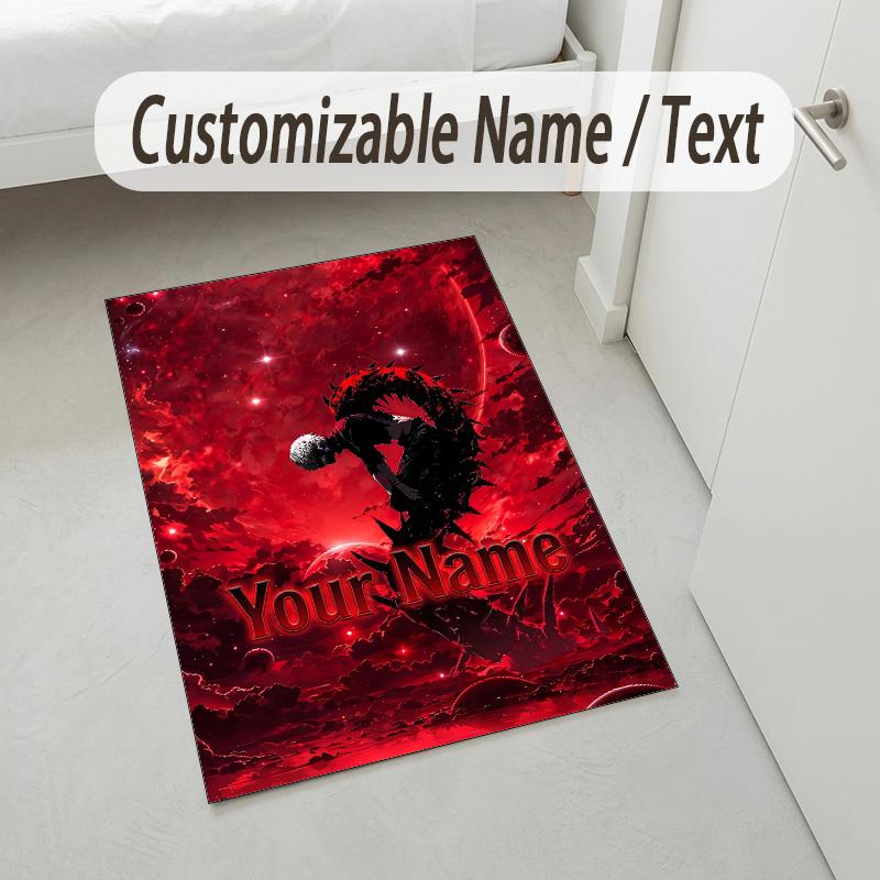 Personalized Crystal Velvet Carpet,Tokyo Ghoul Custom Printed Name, Plush Area Rug For Home Indoor Decor