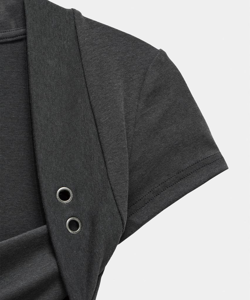 ETRE AU SOMMET Shirring Eyelet Bolero Top (Dark Gray)