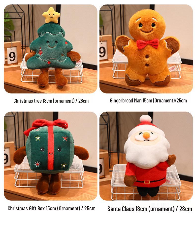 Christmas Plush Dolls: Santa Claus & Gingerbread Man Ornaments for Girls