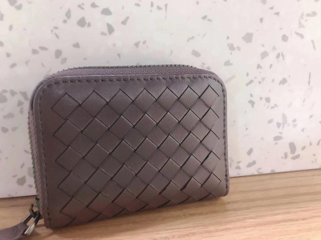 Všestranná kožená peněženka na karty s více sloty, dámská mincovka, tkaná peněženka na karty z ovčí kůže, držák na vizitky