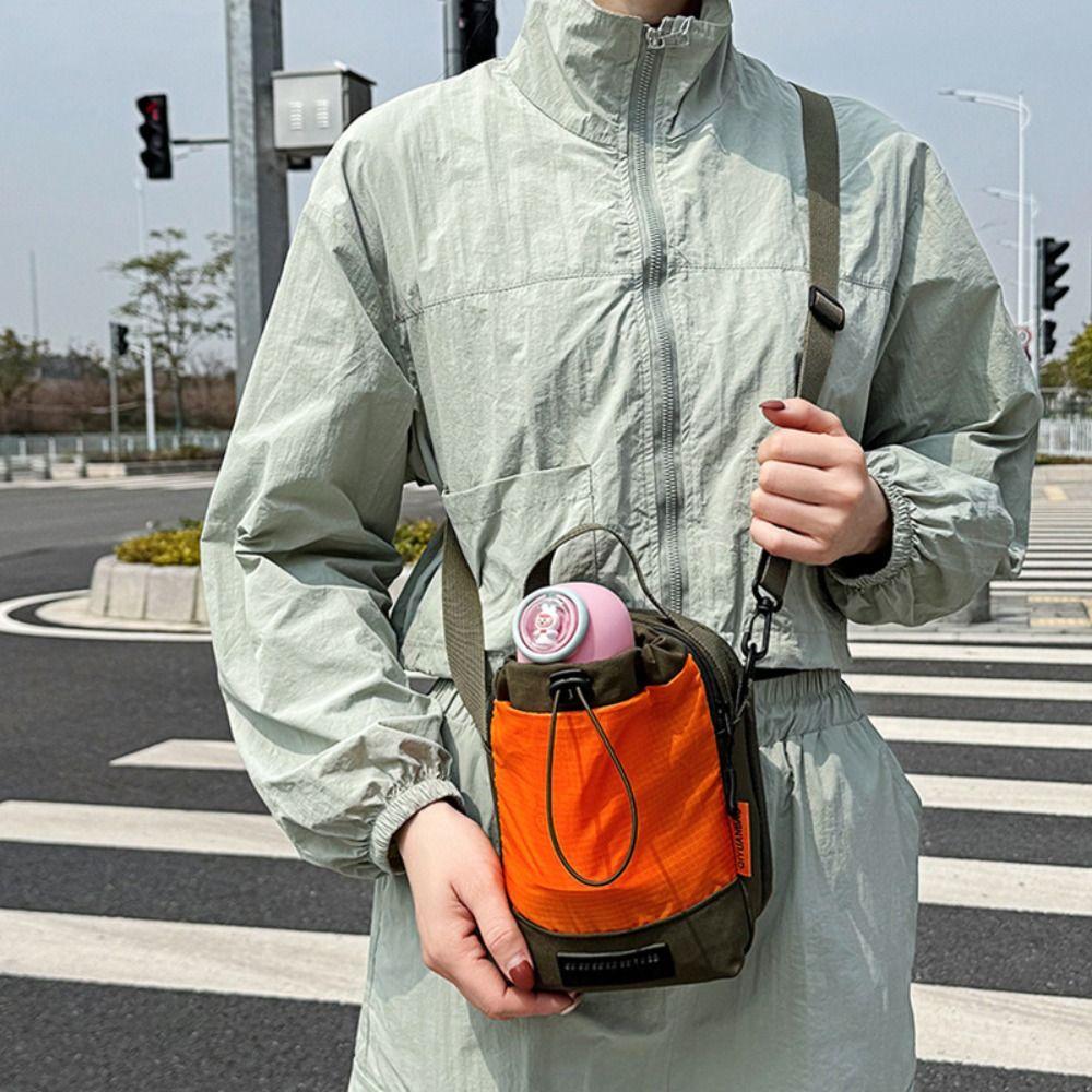 Contrast Color Water Bottle Holder Shoulder Strap Water Bottle Sling Bag Case  Tumbler