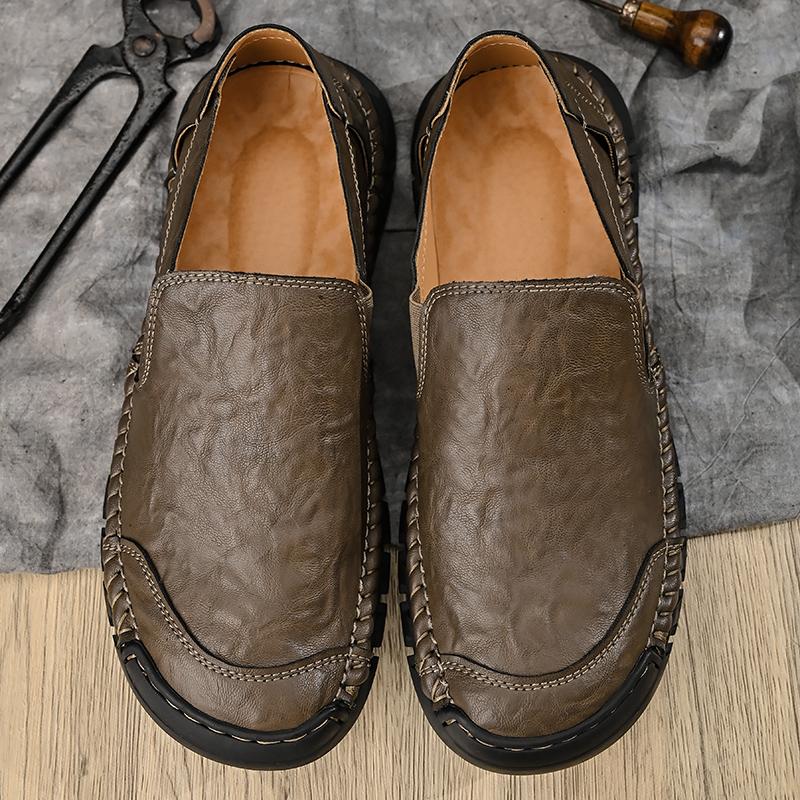 38-46 Men's Plus Size Handmade Casual Leather Shoes Fashionable Casual Shoes Men's One Foot Lazy Shoes