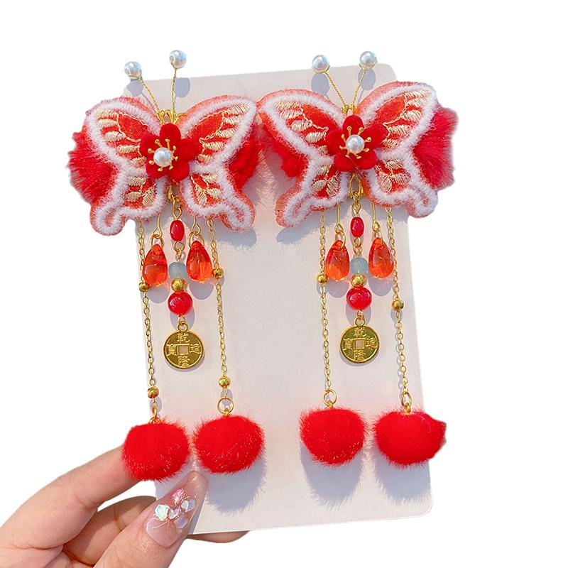 Chinese Style Children's New Year Kawaii Hair Clips Cheongsam Hanfu Hair Accessories Cosplay Hair Ball Hair Clip