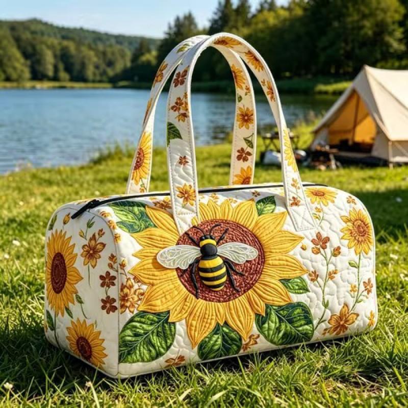 TEMU Quilted Travel Bag Fashion Print Womens Yoga Tote Gym