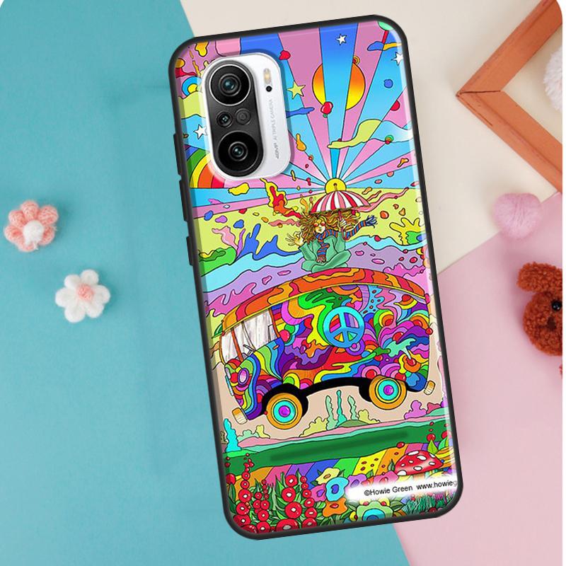 Pouzdro na kočku Hippy Peace Bus pro Xiaomi Mi 11T Pro 12 X 10T Mi 11 Lite kryt na telefon pro POCO X3 Pro GT X4 F3 M3 M4
