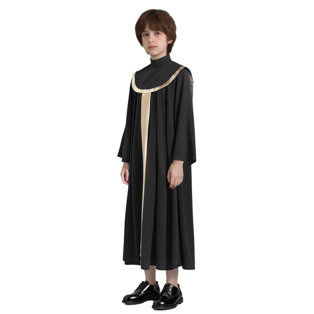 Jungen Mädchen Gottesdienstrobe Metallic Colorblock Patchwork Plissiertes Gewand mit unsichtbarem Reißverschluss hinten