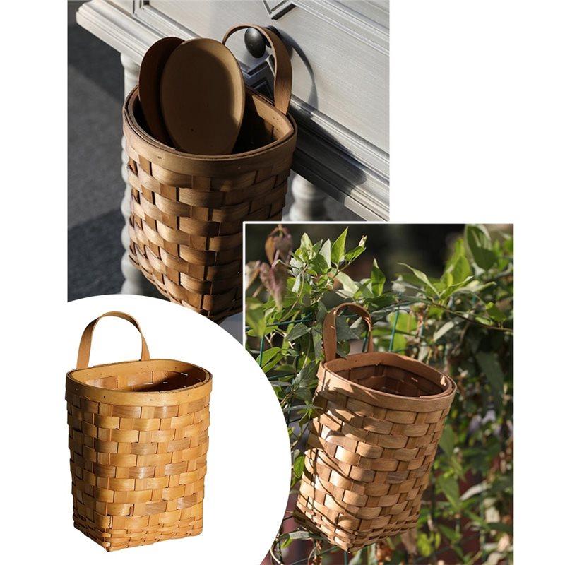 Hanging Basket, Wicker Wall Basket - Hand-Woven Rattan Storage Organizer For Kitchen, Bathroom & Home Decor B