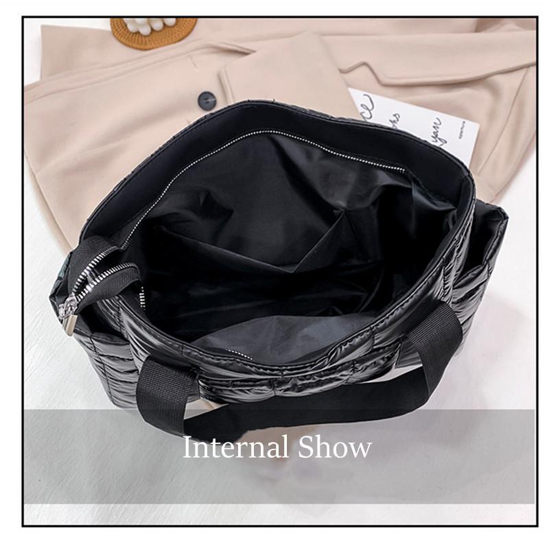 Winter Large Capacity Women Handbags Vento Marea Space Padded Women Shoulder Bags Black Designer Nylon Cotton Warm Tote Solid